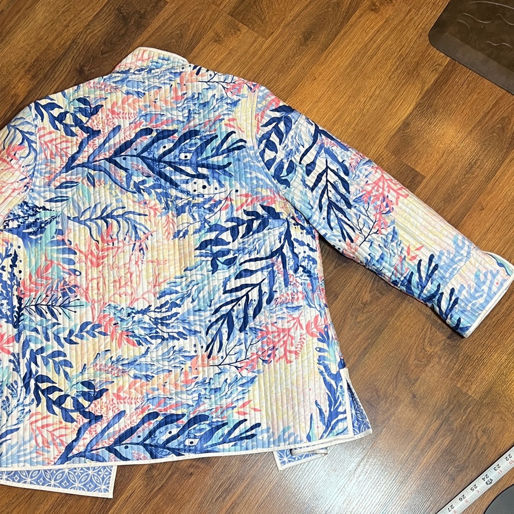 Appleseed's Blue and Pink Floral Reversible Quilted Jacket - Picture 10 of 10